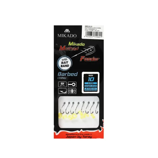 Haczyki z przyponem Mikado Method Feeder z gumką rozmiar 10 8 sztuk