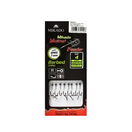Haczyki z przyponem Mikado Method Feeder z igłą rozmiar 4 8 sztuk