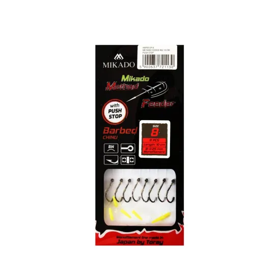 Haczyki z przyponem Mikado Method Feeder push stop rozmiar 8 8 sztuk
