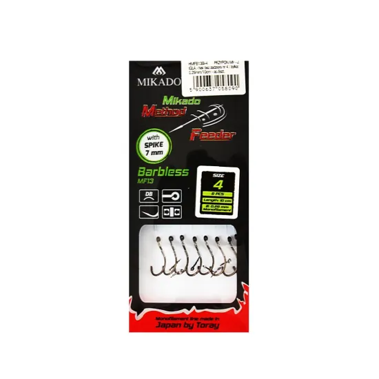 Haczyki z przyponem Mikado Method Feeder barblessz igłą rozmiar 4 8 sztuk