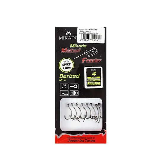 Haczyki z przyponem Mikado Method Feeder z igłą rozmiar 4 8 sztuk