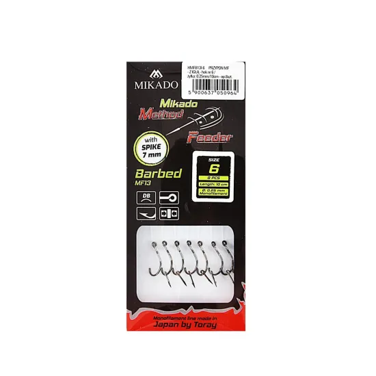 Haczyki z przyponem Mikado Method Feeder z igłą rozmiar 6 8 sztuk