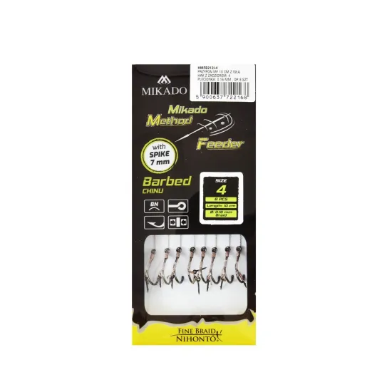 Haczyki z przyponem (z plecionki) Mikado Method Feeder z igłą rozmiar 4 8 sztuk