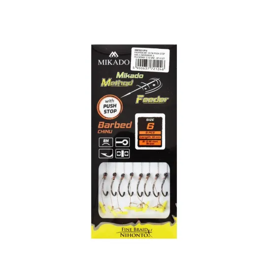 Haczyki z przyponem (z plecionki) Mikado Method Feeder push stop rozmiar 6 8 sztuk
