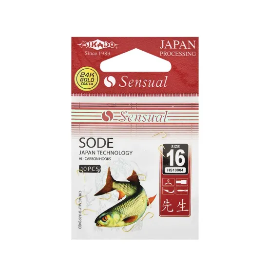 Haczyki spławikowe, feederowe Mikado Sensual Sode rozmiar 16 złote 10 sztuk