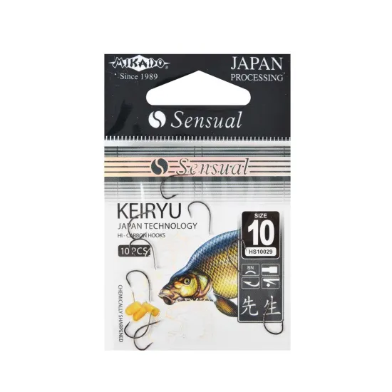 Haczyki spławikowe, feederowe Mikado Sensual Keiryu rozmiar 10 czarny nikiel 10 sztuk