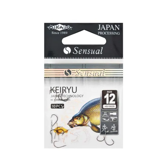 Haczyki spławikowe, feederowe Mikado Sensual Keiryu rozmiar 12 czarny nikiel 10 sztuk
