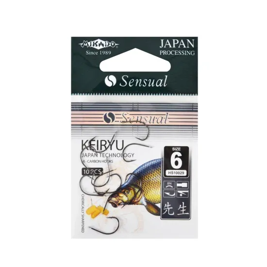 Haczyki spławikowe, feederowe Mikado Sensual Keiryu rozmiar 6 czarny nikiel 10 sztuk