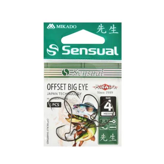 Haczyki spinningowe Mikado Sensual Offset Big Eye rozmiar 4 5 sztuk