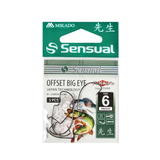 Haczyki spinningowe Mikado Sensual Offset Big Eye rozmiar 6 5 sztuk