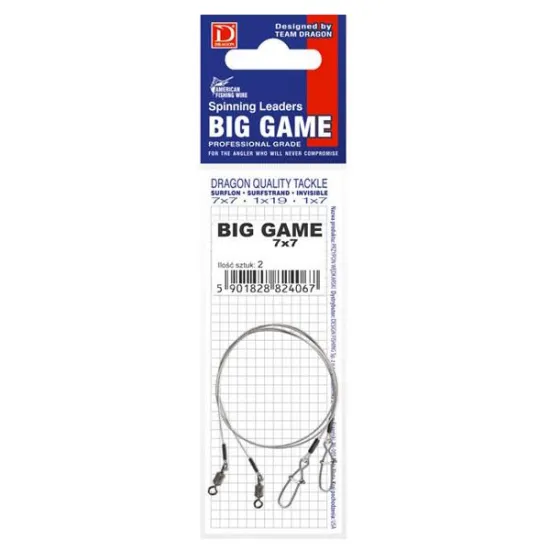 Przypon spinningowy Dragon 7x7 Surflon Big Game 30kg 20cm 2 sztuki