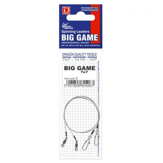 Przypon spinningowy Dragon 7x7 Surflon Big Game 30kg 80cm 2 sztuki