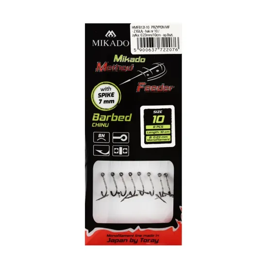 Haczyki z przyponem Mikado Method Feeder z igłą rozmiar 10 8 sztuk