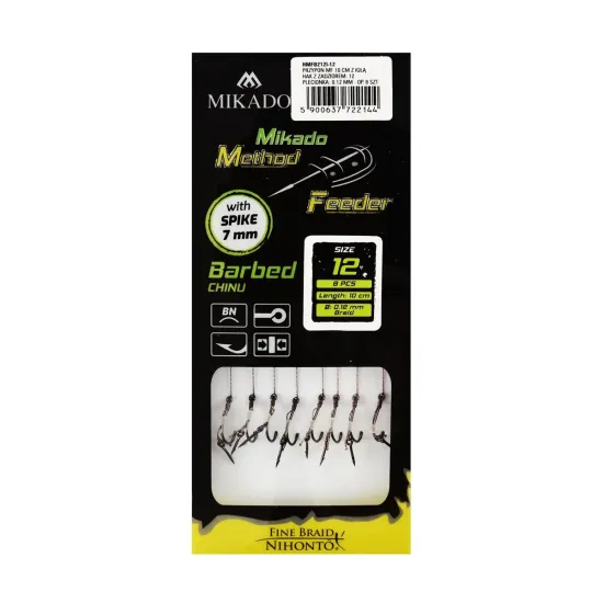Haczyki z przyponem (z plecionki) Mikado Method Feeder z igłą rozmiar 12 8 sztuk