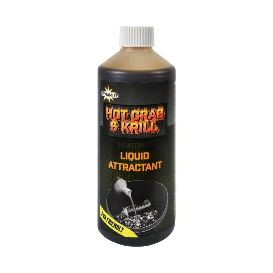 Atraktor spinningowy Hot Crab & Krill liquid Dynamite Baits 500ml