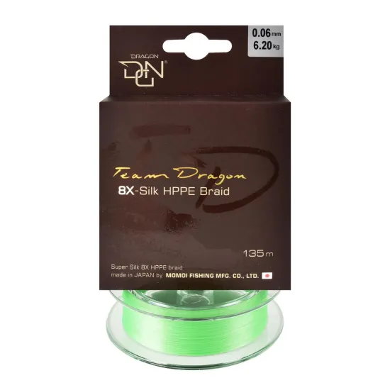 Plecionka spinningowa Dragon 8X-Silk 0.06mm 135m zielona fluo