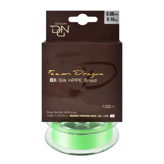 Plecionka spinningowa Dragon 8X-Silk 0.08mm 135m zielona fluo
