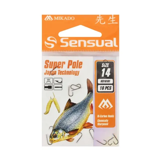 Haczyki spławikoweMikado Sensual Super Pole rozmiar 14 czarny nikiel 10 sztuk