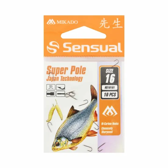 Haczyki spławikoweMikado Sensual Super Pole rozmiar 16 czarny nikiel 10 sztuk