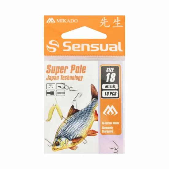 Haczyki spławikoweMikado Sensual Super Pole rozmiar 18 czarny nikiel 10 sztuk
