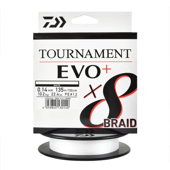 Plecionka spinningowa Daiwa Tournament X8 Evo+ 0.14mm 135m biała