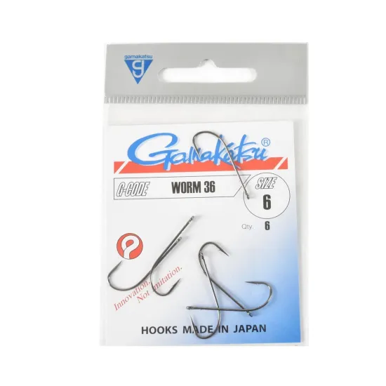 Haczyki spinningowe Gamakatsu WORM36 rozmiar 6 czarne 6 sztuk