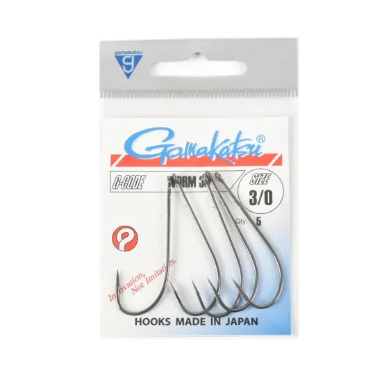 Haczyki spinningowe Gamakatsu WORM36 rozmiar 3/0 czarne 5 sztuk