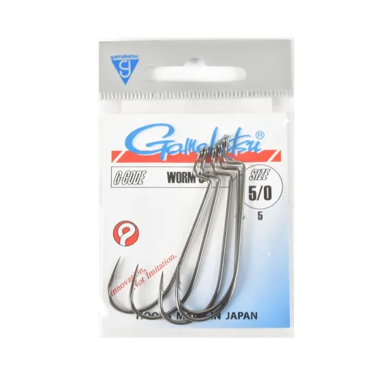 Haczyki spinningowe Gamakatsu WORM34 rozmiar 5/0 czarne 5 sztuk