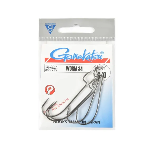 Haczyki spinningowe Gamakatsu WORM34 rozmiar 3/0 czarne 5 sztuk