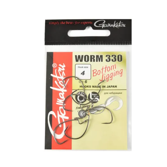 Haczyki spinningowe Gamakatsu WORM330 rozmiar 4 czarne 6 sztuk