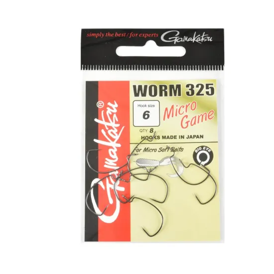 Haczyki spinningowe Gamakatsu WORM325 rozmiar 6 czarne 8 sztuk