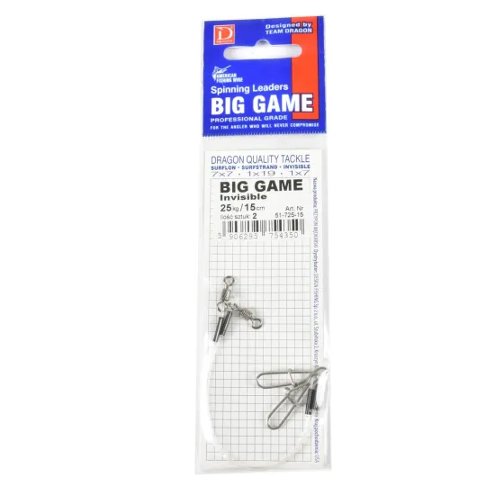 Przypon spinningowy Dragon fluorocarbon Big Game 25 kg 15cm