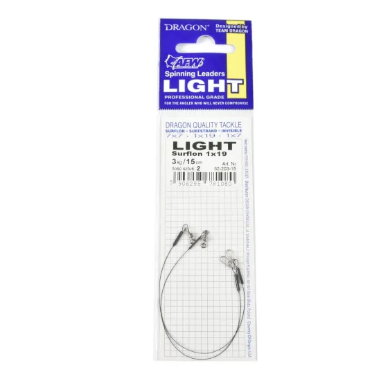 Przypon spinningowy Dragon 1x19 Surflon Light 3kg 15cm 2 sztuki