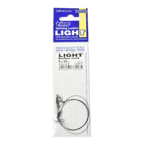 Przypon spinningowy Dragon 1x19 Surflon Light 5kg 30cm 2 sztuki