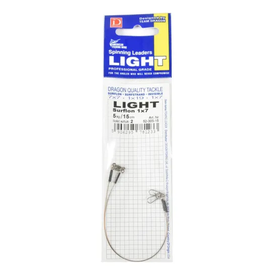Przypon spinningowy Dragon 1x7 Surflon Light 5kg 15cm 2 sztuki