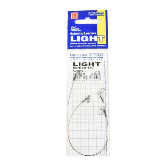 Przypon spinningowy Dragon 1x7 Surflon Light 5kg 20cm 2 sztuki