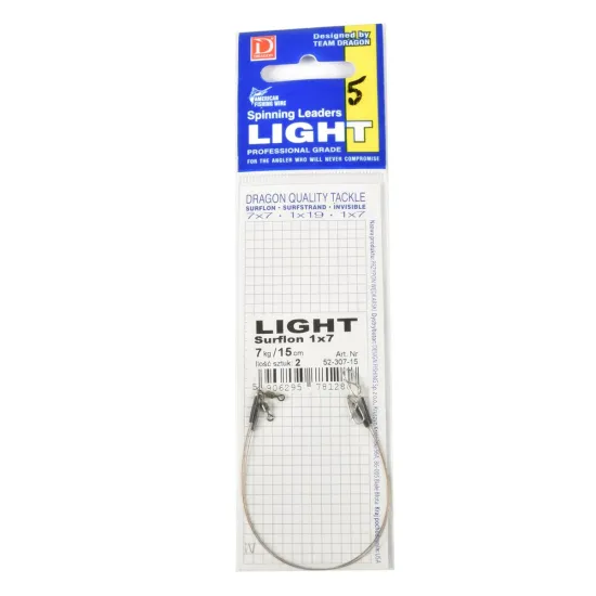 Przypon spinningowy Dragon 1x7 Surflon Light 7kg 15cm 2 sztuki