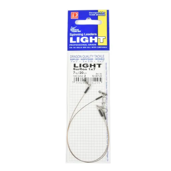 Przypon spinningowy Dragon 1x7 Surflon Light 7kg 20cm 2 sztuki