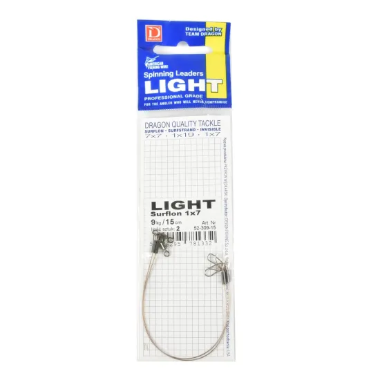 Przypon spinningowy Dragon 1x7 Surflon Light 9kg 15cm 2 sztuki