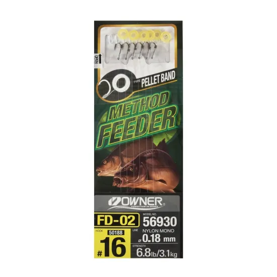 Haczyki z przyponem Pellet Band Owner FD02 rozmiar 14
