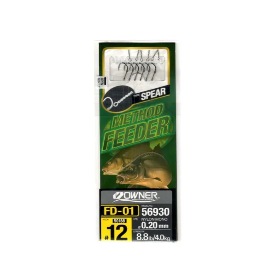 Haczyki z przyponami Owner FD01 rozmiar 12 10cm 6 sztuk