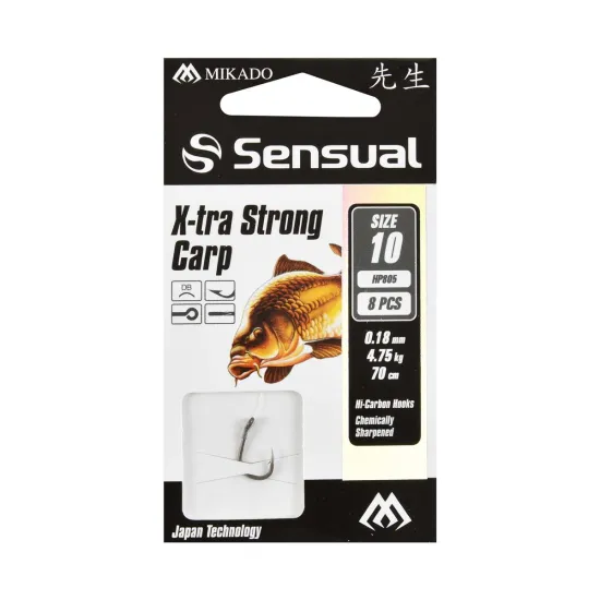 Haczyki z przyponem Mikado z przyponem X-Tra S.Carp rozmiar 10 8 sztuk