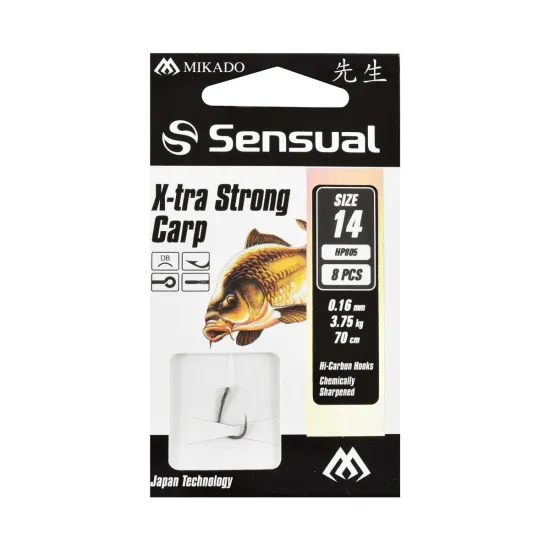 Haczyki z przyponem Mikado z przyponem X-Tra S.Carp rozmiar 14 8 sztuk