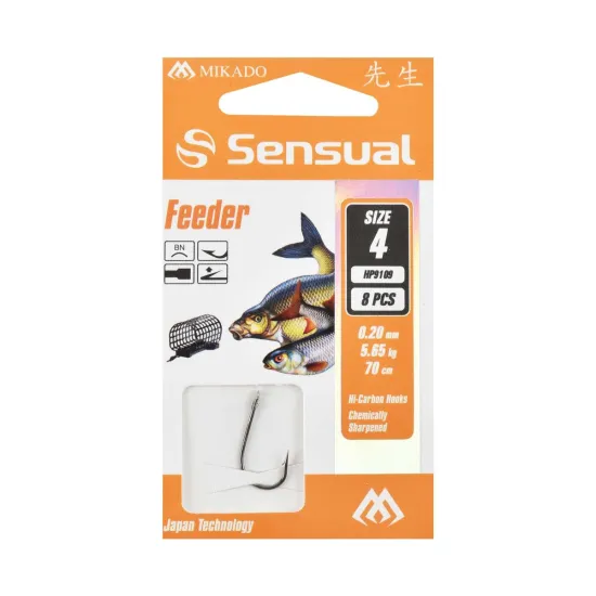 Haczyki z przyponem Mikado Feeder rozmiar 4 8 sztuk