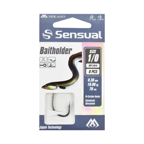 Haczyki z przyponem Mikado Baitholder rozmiar 1/0 8 sztuk