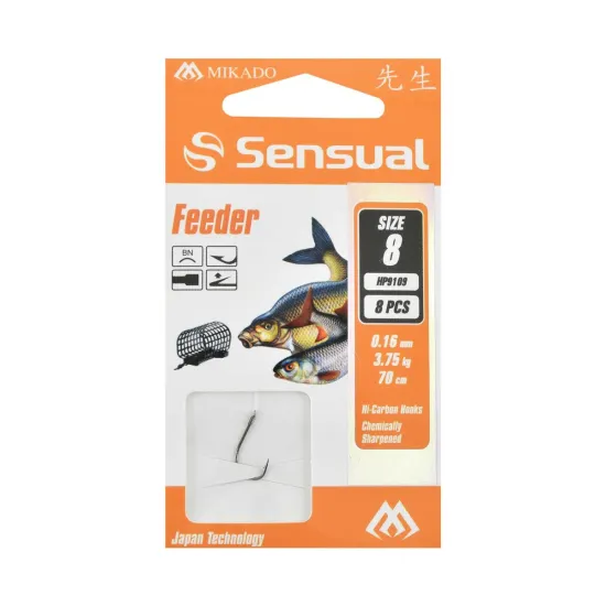 Haczyki z przyponem Mikado Feeder rozmiar 8 8 sztuk