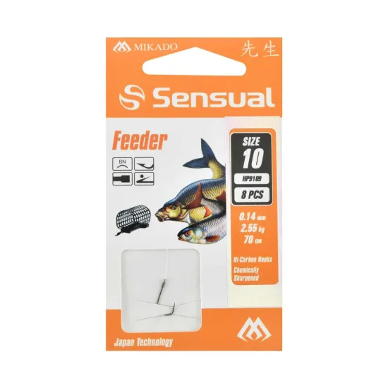 Haczyki z przyponem Mikado Feeder rozmiar 10 8 sztuk