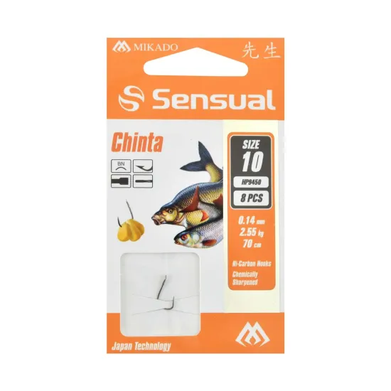 Haczyki z przyponem Mikado Chinta rozmiar 10 8 sztuk
