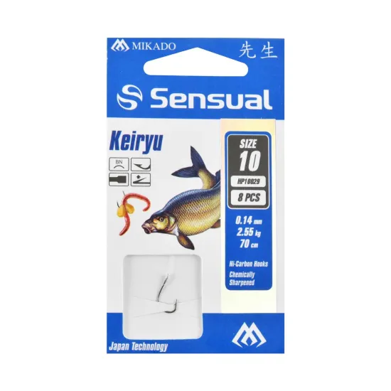Haczyki z przyponem Mikado Keiryu rozmiar 10 8 sztuk