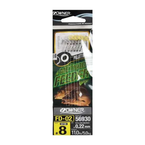 Haczyki z przyponem Pellet Band Owner FD02 rozmiar 8